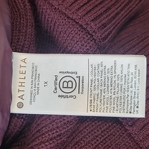 NEW Athleta Hanover Hybrid Vest  Size 1X Merino Wool 464618 Puffer - Picture 9 of 9